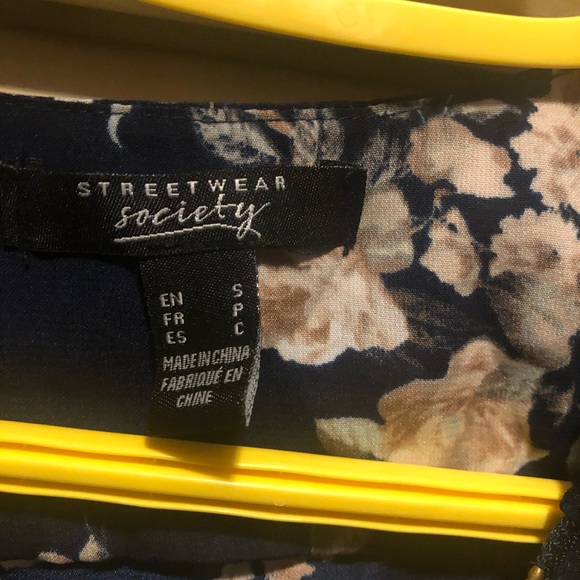 Navy blue half zip floral dress long sleeve - Picture 2 of 2